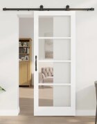 vidaXL Преплъзваща се врата ORKDAL 83 х 211 см Бяло и черно