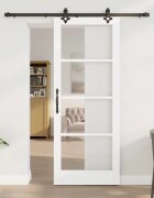 vidaXL Преплъзваща се врата ORKDAL 83 х 211 см Бяло и черно