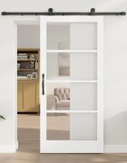 vidaXL Преплъзваща се врата ORKDAL 93 x 202 см Бяло и черно