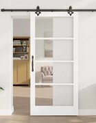 vidaXL Преплъзваща се врата ORKDAL 93 x 202 см Бяло и черно