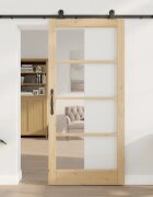 vidaXL Преплъзваща се врата ORKDAL 93 x 202 см Естествено и черно