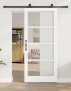 vidaXL Преплъзваща се врата ORKDAL 93 x 211 см Бяло и черно