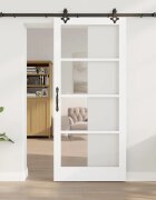 vidaXL Преплъзваща се врата ORKDAL 93 x 211 см Бяло и черно