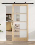 vidaXL Преплъзваща се врата ORKDAL 93 x 211 см Естествено и черно