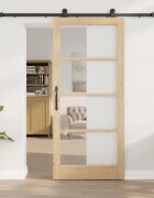 vidaXL Преплъзваща се врата ORKDAL 93 x 211 см Естествено и черно