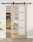 vidaXL Преплъзваща се врата ORKDAL 93 x 211 см Естествено и черно