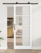 vidaXL Преплъзваща се врата ORKDAL 93 x 232 см Бяло и черно