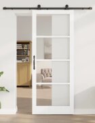 vidaXL Преплъзваща се врата ORKDAL 93 x 232 см Бяло и черно