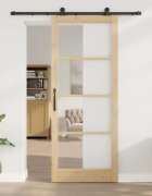 vidaXL Преплъзваща се врата ORKDAL 93 x 232 см Естествено и черно