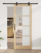 vidaXL Преплъзваща се врата ORKDAL 93 x 232 см Естествено и черно