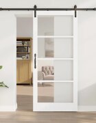 vidaXL Преплъзваща се врата ORKDAL Бял и черен 93 x 211 см