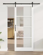 vidaXL Преплъзваща се врата ORKDAL Бял и черен 93 x 232 см