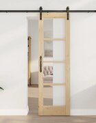 vidaXL Преплъзваща се врата ORKDAL Естествено и черно 61 x 1985 см