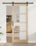 vidaXL Преплъзваща се врата ORKDAL Естествено и черно 93 x 232 см