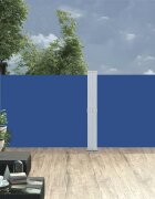vidaXL Прибираща се дворна странична тента 140x1200 см синя