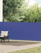 vidaXL Прибираща се дворна странична тента 140x600 см синя