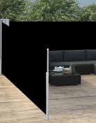 vidaXL Прибираща се странична тента черна 100x1000 см