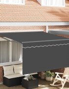 vidaXL Прибираща се тента Антрацит 300 x 250 cm Полиестер и алуминий