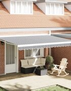 vidaXL Прибираща се тента Антрацит и бяло 450 × 300 cm Текстил и Метал