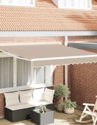 vidaXL Прибираща се тента Бежово 300 x 250 cm Тъкан и алуминий
