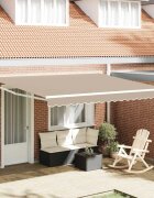 vidaXL Прибираща се тента Бежово 400 × 300 cm Полиестер и метал