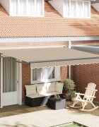 vidaXL Прибираща се тента Бежово 400 × 300 cm Полиестер и метал