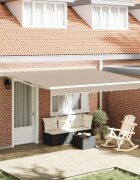 vidaXL Прибираща се тента Бежово 400 × 300 cm Тъкан и алуминий