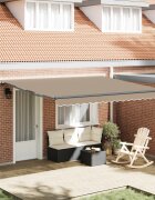 vidaXL Прибираща се тента Бежово 400 × 350 cm Тъкан и алуминий