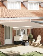 vidaXL Прибираща се тента Бежово 450 × 300 cm Полиестер