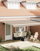 vidaXL Прибираща се тента Бежово 450 × 300 cm Тъкан и алуминий