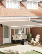 vidaXL Прибираща се тента Бежово 450 × 350 cm Тъкан и алуминий