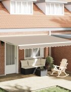 vidaXL Прибираща се тента Бежово 450 x 350 x 165 см