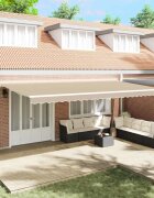 vidaXL Прибираща се тента Бежово 600 × 350 cm Тъкан и алуминий