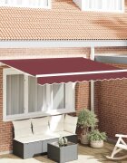 vidaXL Прибираща се тента Бургундско червен 300 x 200 cm текстил