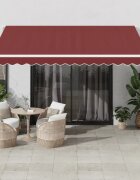 vidaXL Прибираща се тента Бургундско червен 400 × 350 cm