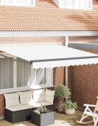 vidaXL Прибираща се тента Бяло 350 x 250 cm Полиестер и метал