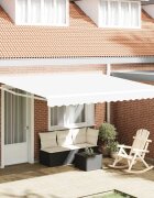 vidaXL Прибираща се тента Бяло 400 × 300 cm Полиестер и метал