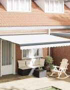 vidaXL Прибираща се тента Бяло 400 × 300 cm Текстил и Метал