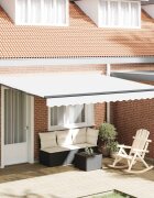 vidaXL Прибираща се тента Бяло 400 × 350 cm Полиестер и алуминий