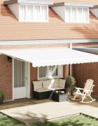 vidaXL Прибираща се тента Бяло 450 × 300 cm Тъкан и алуминий