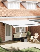 vidaXL Прибираща се тента Бяло 450 × 350 cm Тъкан и алуминий