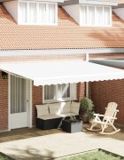 vidaXL Прибираща се тента Бяло 450 x 350 x 165 см Полиестер и алуминий