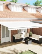 vidaXL Прибираща се тента Бяло 500 × 300 cm Платно и алуминий