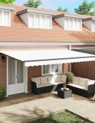 vidaXL Прибираща се тента Бяло 500 × 300 cm Полиестер