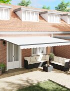 vidaXL Прибираща се тента Бяло 500 × 300 cm Тъкан и алуминий