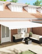 vidaXL Прибираща се тента Бяло 500 × 300 cm Тъкан и алуминий