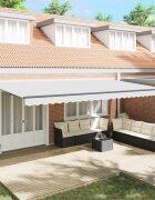 vidaXL Прибираща се тента Бяло 600 × 300 cm Тъкан и алуминий