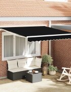 vidaXL Прибираща се тента Черно 300 x 250 cm Полиестер