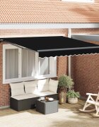 vidaXL Прибираща се тента Черно 300 x 250 cm Полиестер