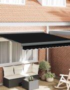 vidaXL Прибираща се тента Черно 350 x 250 cm Платно и алуминий